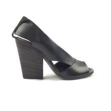 Black Wide Heel Open Toe