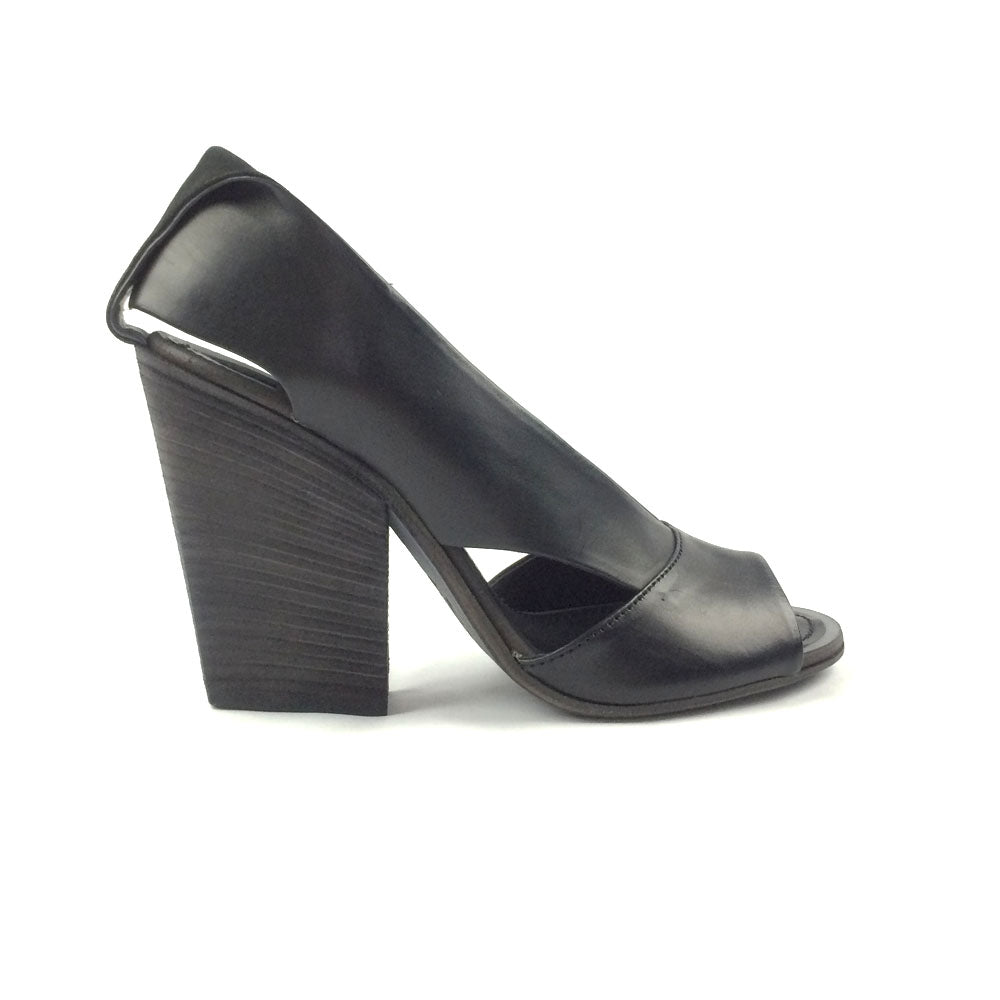 Black Wide Heel Open Toe