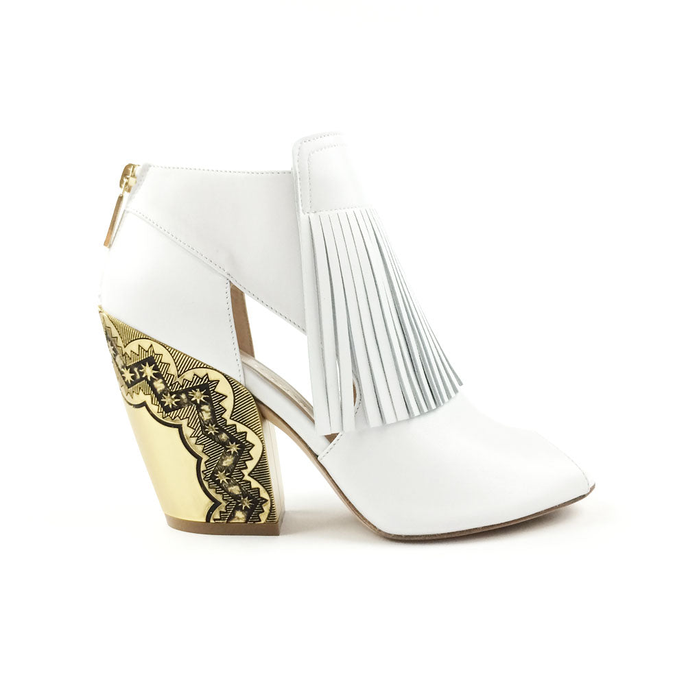 White Fringe Ankle Boots
